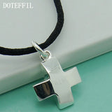 925 Silver Cross Pendant Necklace Rope Chain Wedding Engagement Jewelry
