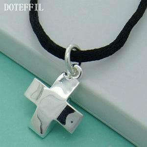 925 Silver Cross Pendant Necklace Rope Chain Wedding Engagement Jewelry
