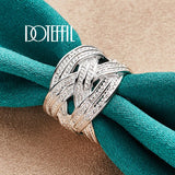 925 Silver Cross Weave Open Ring Wedding Engagement Party Charm Jewelry