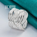 925 Silver Cross Weave Open Ring Wedding Engagement Party Charm Jewelry