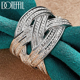 925 Silver Cross Weave Open Ring Wedding Engagement Party Charm Jewelry