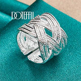 925 Silver Cross Weave Open Ring Wedding Engagement Party Charm Jewelry