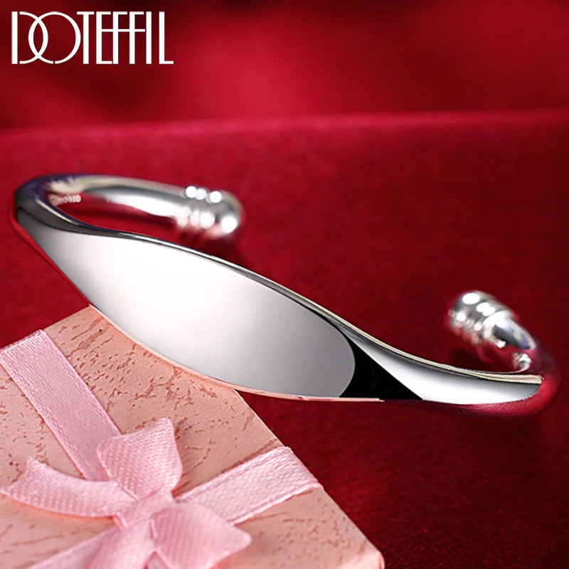 925 Sterling Silver Cuff Bangle Bracelet for Women