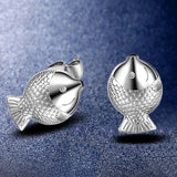 925 Silver Fish Earrings Women Wedding Anniversary Gift Stud Charm Jewelry