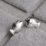 925 Silver Fish Earrings Women Wedding Anniversary Gift Stud Charm Jewelry