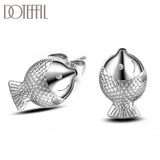 925 Silver Fish Earrings Women Wedding Anniversary Gift Stud Charm Jewelry