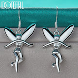 925 Silver Dancing Angel Drop Earrings Wedding Jewelry
