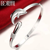 925 Silver Dolphin Bangle Bracelet Women Wedding Engagement Charm Party
