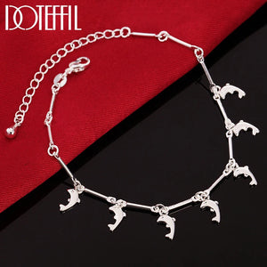 925 Silver Dolphin Pendant Bracelet for Women Wedding Jewelry