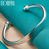 925 Silver Double Bead Cuff Bangle Bracelet