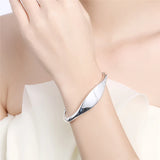 925 Silver Double Bead Cuff Bangle Bracelet For Women Man