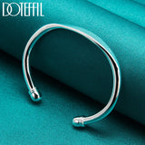925 Silver Double Bead Cuff Bangle Bracelet For Women Man