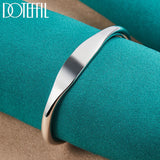925 Silver Double Bead Cuff Bangle Bracelet For Women Man