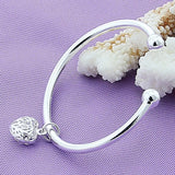 925 Silver Heart Cuff Bangle Bracelet Wedding Engagement Party Jewelry