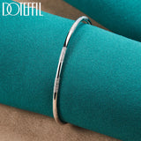 925 Sterling Silver Double Beads Matte Cuff Bangle Bracelet