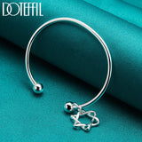 925 Silver Star Cuff Bangle Bracelet Wedding Charm Jewelry