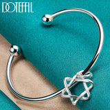 925 Silver Star Cuff Bangle Bracelet Wedding Charm Jewelry