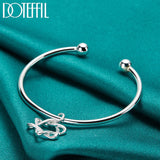 925 Silver Double Beads Star Cuff Bangle Bracelet Wedding Charm Jewelry