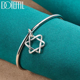 925 Silver Star Cuff Bangle Bracelet Wedding Charm Jewelry