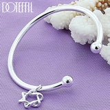 925 Silver Double Beads Star Bangle Bracelet - Wedding Engagement Party Jewelry