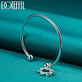 925 Silver Double Beads Star Bangle Bracelet - Wedding Engagement Party Jewelry
