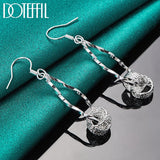 925 Silver Double Circle Drop Earrings Charm Wedding Engagement Party Gift
