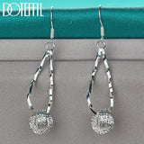 925 Silver Double Circle Drop Earrings Charm Wedding Engagement Party Gift