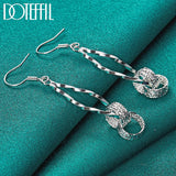 925 Silver Double Circle Drop Earrings Charm Wedding Engagement Party Gift