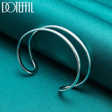 925 Silver Double Circle Bangle Bracelet Wedding Engagement Charm Jewelry