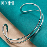 925 Silver Double Circle Bangle Bracelet Wedding Engagement Charm Jewelry