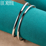 925 Silver Double Circle Line Bangle Bracelet Wedding Engagement