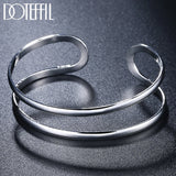 925 Silver Double Circle Bangle Bracelet Wedding Engagement Charm Jewelry