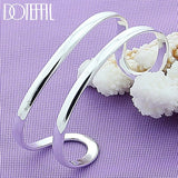 925 Silver Double Circle Line Bangle Bracelet Wedding Engagement