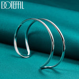 925 Silver Double Circle Bangle Bracelet Wedding Engagement Charm Jewelry