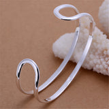 925 Silver Circle Line Bangle Bracelet Wedding Engagement Party Jewelry
