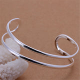 925 Silver Circle Line Bangle Bracelet Wedding Engagement Party Jewelry