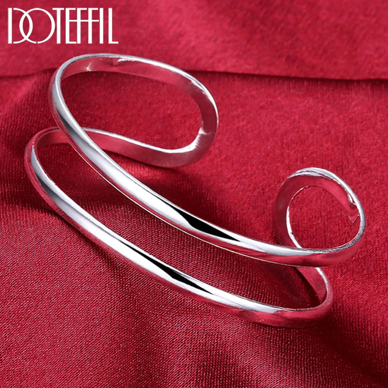 925 Silver Circle Line Bangle Bracelet Wedding Engagement Party Jewelry