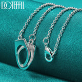 925 Silver Double Circle Pendant Necklace 18" Chain Wedding Engagement Jewelry