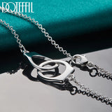 925 Silver Double Circle Pendant Necklace 18" Chain Wedding Engagement Jewelry
