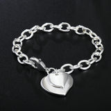 925 Silver Double Heart Chain Bracelet for Women