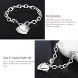 925 Silver Double Heart Chain Bracelet for Women