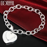 925 Silver Double Heart Chain Bracelet for Women