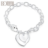 925 Silver Double Heart Chain Bracelet for Women