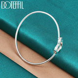 925 Silver Double Heart Bangle Bracelet For Woman Wedding