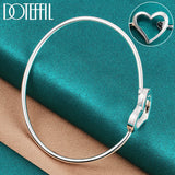 925 Silver Double Heart Bangle Bracelet For Woman Wedding