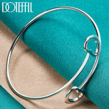 925 Silver Double Heart Bangle Bracelet for Women