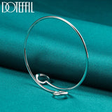 925 Silver Double Heart Bangle Bracelet Wedding Jewelry