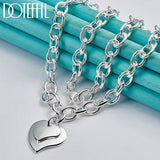 925 Silver Double Heart Pendant Necklace 18 Inch Chain