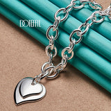 925 Silver Double Heart Pendant Necklace 18" Chain