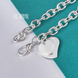 925 Silver Double Heart Pendant Bracelet Chain Wedding Engagement Party